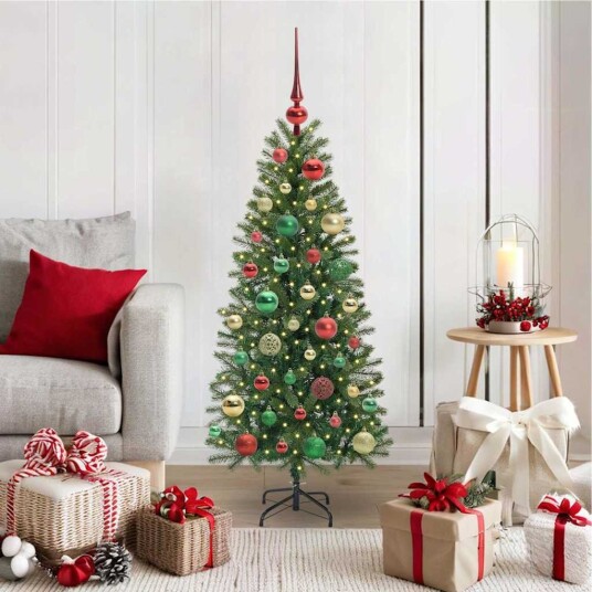  Kunstig juletre med 150 LED med stativ grønn 120 cm PE og PVC