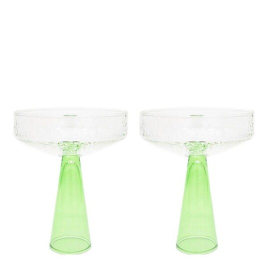 Brût Claude champagneglass 25 cl 2 stk grønn/klar Brût Claude champagneglass 25 cl 2 stk grønn/klar