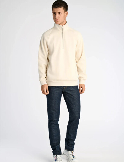 Lindbergh Half Zip Raglan Sweatshirt - Cream - M