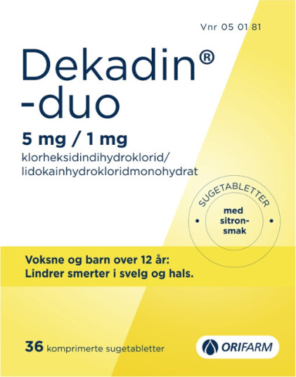 Dekadin-duo Sugetabletter 5mg/1mg sitron 36 stk