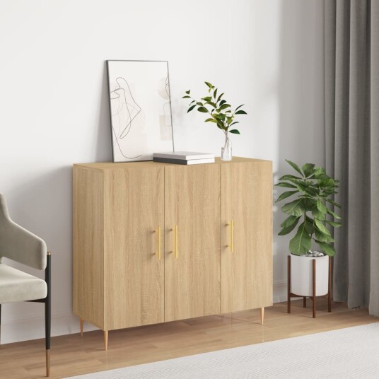 vidaXL Skjenk sonoma eik 90x34x80 cm konstruert tre vidaXL Skjenk sonoma eik 90x34x80 cm konstruert tre