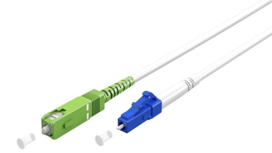 Goobay 30m Fiberoptisk kabel OS2 SC-APC til LC-UPC, Simplex Hvit