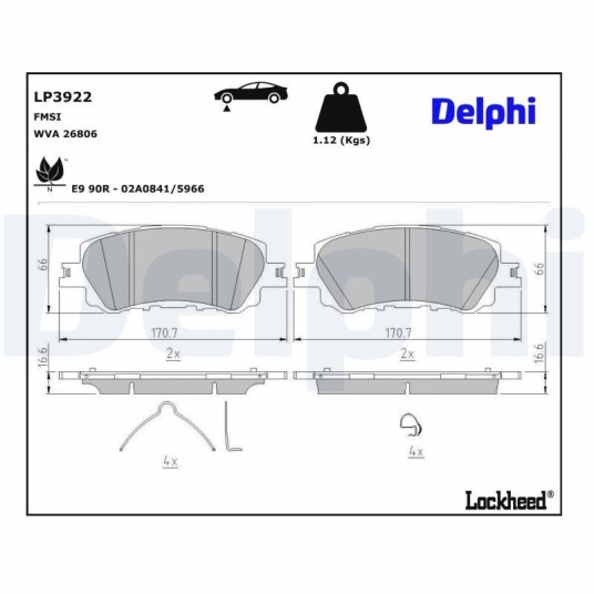 Bremseklosser DELPHI LP3922