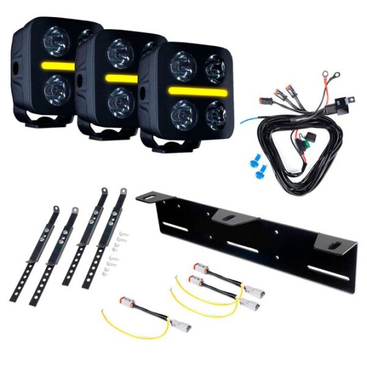 Ekstralys Strands Nuuk D Line QB 3   Rund / 9 cm / 40W / Off road 3 stk   Komplett pakke
