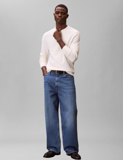 Calvin Klein Ls Textured Cotton Crewnk Sweate Cream XXL Calvin Klein Ls Textured Cotton Crewnk Sweate Cream XXL