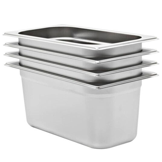  Gastronormbeholdere 4 stk GN 1/3 150 mm rustfritt stål 50896