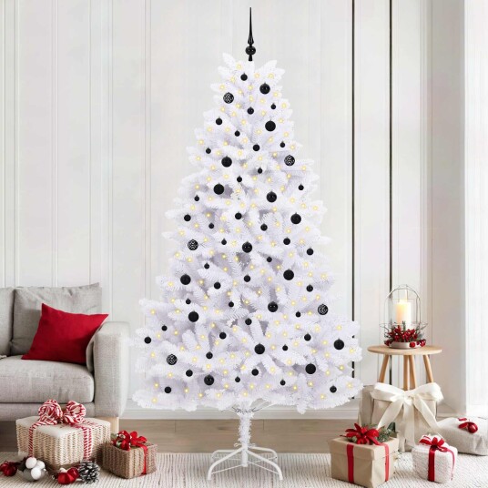 vidaXL Kunstig sammensatt juletre med 300 LED Hvit 240 cm PVC og stål