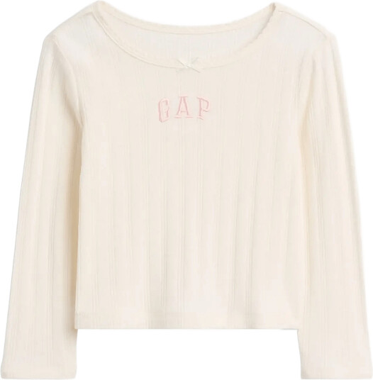 GAP Baby & Toddler Arch Logo Pointelle T Shirt Cream 98 GAP Baby & Toddler Arch Logo Pointelle T Shirt Cream 98