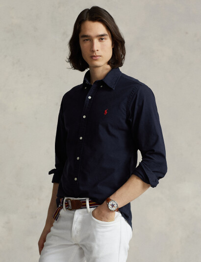 Polo Ralph Lauren Custom Fit Garment-Dyed Oxford Shirt - Navy - XL Polo Ralph Lauren Custom Fit Garment-Dyed Oxford Shirt - Navy - XL