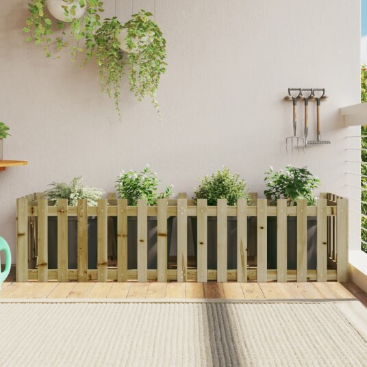 Høybed med gjerdedesign 200x50x50 cm impregnert furu