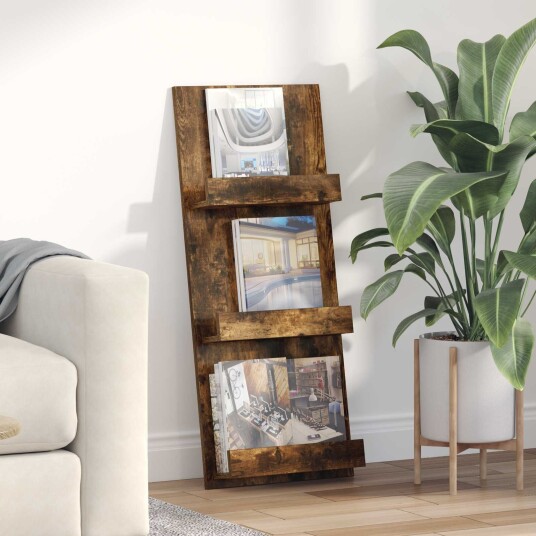 vidaXL Magasinreol med hylle Røkt eik 43 x 11 x 102 cm Konstruert tre vidaXL Magasinreol med hylle Røkt eik 43 x 11 x 102 cm Konstruert tre