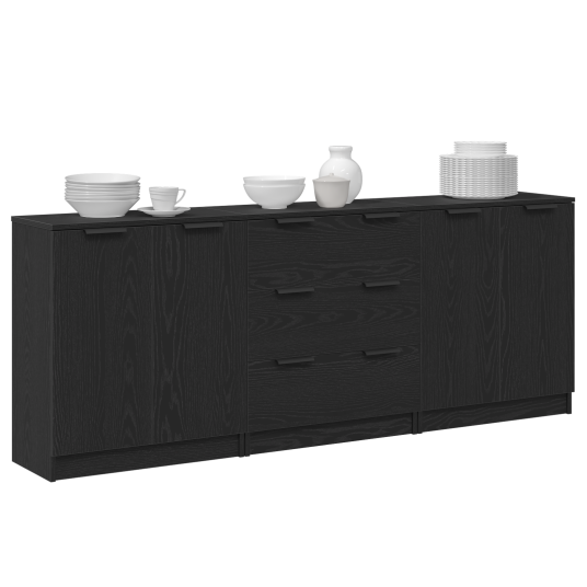 Sidebord med skuff Svart Eik 180 x 30 x 70 cm Konstruert tre