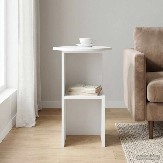 Sidetabell Høgglans hvit Ø 39,5 x 55 cm Konstruert tre