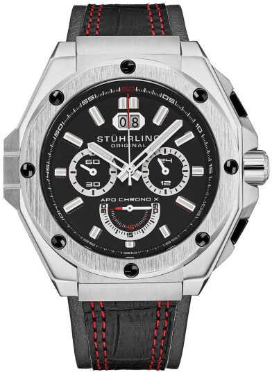 Stührling Original Herreklokke 1018.01 Monaco APO Chrono X Sort/Lær