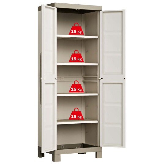 Keter Oppbevaringsskap med hyller Excellence beige og gråbrun 182 cm