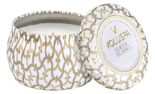 Voluspa Maison Blanc Mini Tin duftlys 25 timer Suede