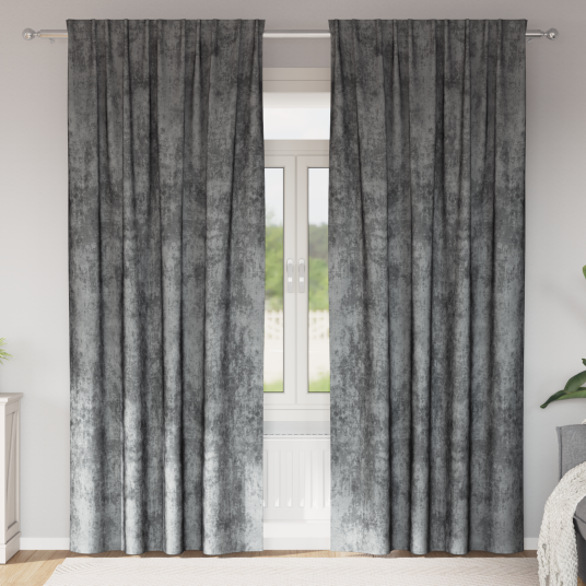  Gardin med gardiner 2 pcs Grå 245 x 140 cm Fløyel