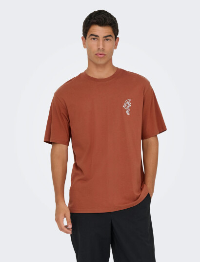 ONLY & SONS Onsfred Life Opt 4 Rlx Ss Tee Vd - Brown - S