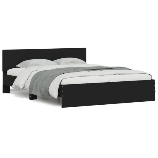 Sengeramme med sengegavl og LED svart 150x200 cm 8721012248205