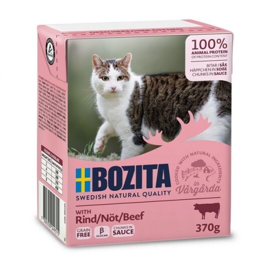 Bozita Våtfôr Biter i Saus med Oksekjøtt 370 g til Voksen Katt