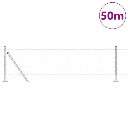 Gjerde med innlegg. sølv 0.6 x 50 m PVC belagt stål