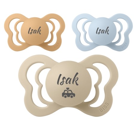 Bibs Couture Str. 2 6+ Md.Anatomisk  LateksSmokker Med Navn