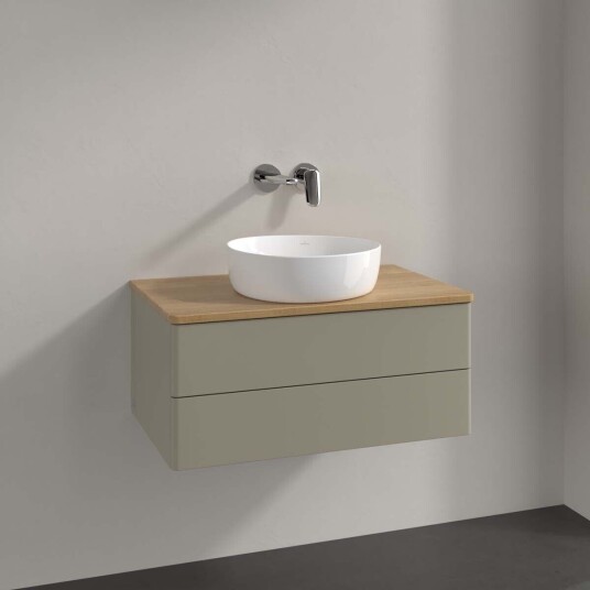 Villeroy & Boch  Antao Servantskap med 2 skuffer 80x50x36 cm m/lys Steingrå/Eik