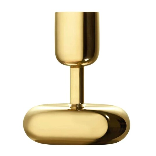 Iittala Nappula lysestake messing 10,7 cm minimalistisk design