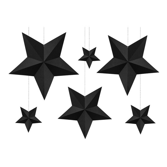 PartyDeco Stjerner Svarte DIY Hengende Dekorasjon - 6-pakning