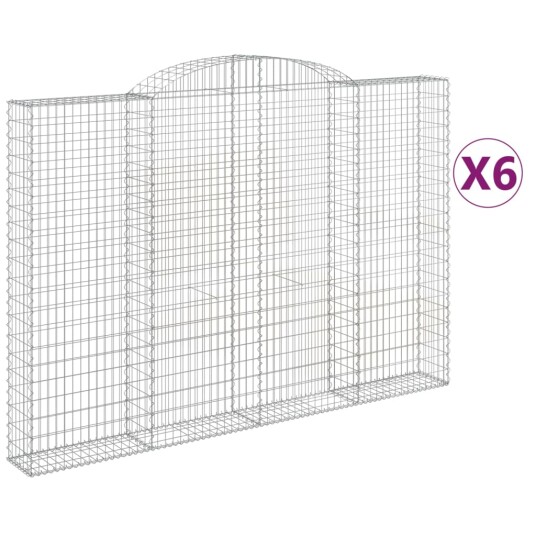 vidaXL Gabionkurver buede 6 stk 300x30x200/220 cm galvanisert jern