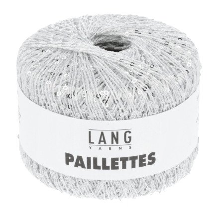 Lang Yarns Paillettes Garn 01 Hvit/Sølv