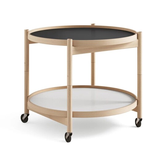 Brdr. Krüger Bølling Tray Table model 60 rullebord base, oljet bøkestativ
