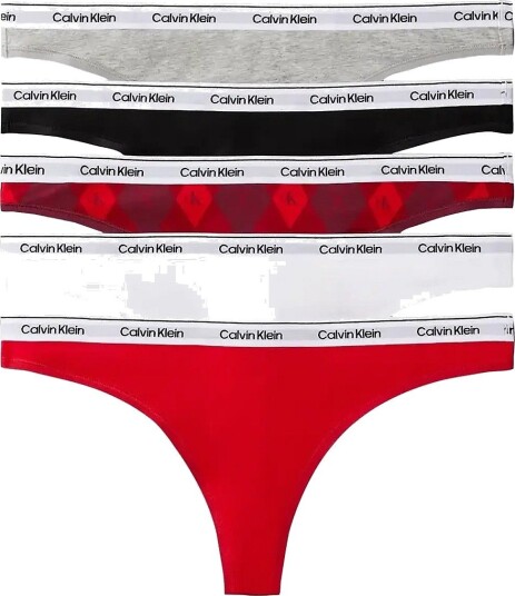 Calvin Klein Thong 5 Pk BLACK GREY HEATHER ARGYLE 25 ESTABL XL