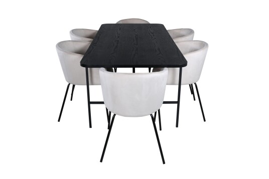 Venture Home Unos Spisegruppe 200 cm Rektangulær med 6 Berit Stoler Beige