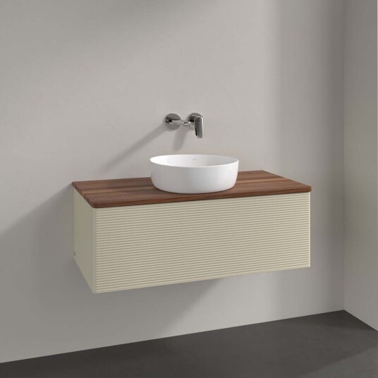 Villeroy & Boch Antao Servantskap med 1 skuff 100x50x36 cm u/lys Grå Matt/Valnøtt