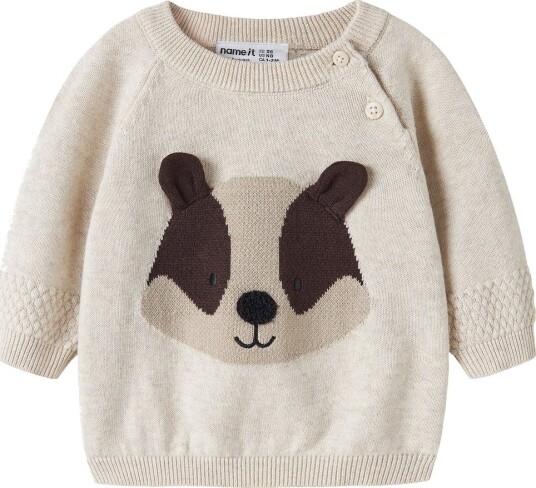 Name It Genser - Strikk - NbmRaq - Peyote-melange - Name It - 56 - Genser Beige Brun Svart