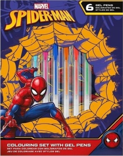 Kids Euroswan Skrive-/Pennesett 6 Gelpenner Med Notatbok Spiderman Sp50060 Kids Euroswan Skrive-/Pennesett 6 Gelpenner Med Notatbok Spiderman Sp50060