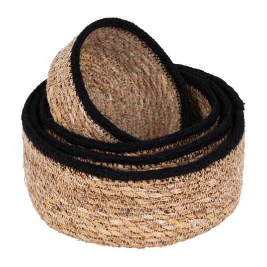 Dixie Emil seagrass kurv small 4-pakning Natur-svart