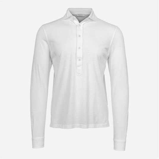 Gran Sasso Long Sleeve Pop-Over Shirt - 815 White