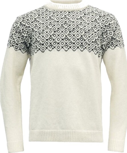 Devold Bjørnøya Sweater Crew Neck XS , Offwhite/Ink
