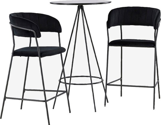Venture Home   Spisegruppe Bistro med 2 stk stoler Lui   Svart