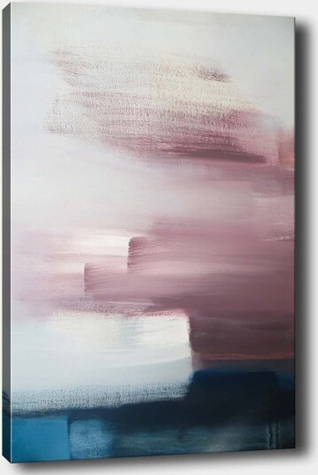 Lerretsbilde 70x100 cm Abstrakt komposisjon med myke fargeoverganger i rosa og blå nyanser Rosa / Blå / Hvit