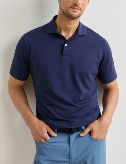 Peter Millar Albatross Cotton Blend Pique Polo Edwin Spread C Navy XXL
