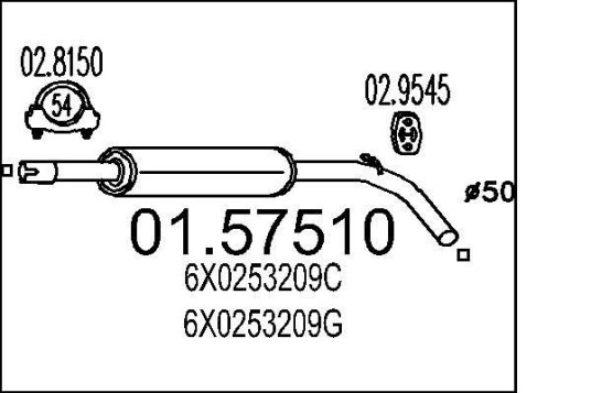 Midtre eksospotte MTS 01.57510 Midtre eksospotte MTS 01.57510