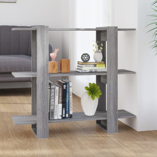vidaXL Bokhylle/romdeler gr? sonoma eik 100x30x87 cm