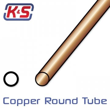 K&S 543962 Round Copper Tube 4mm OD x 0.36mm x 1000mm 1 pc