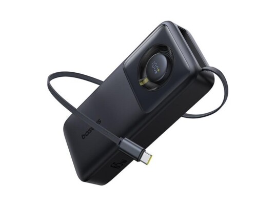 Baseus Free2pull 20000Mah 65W Powerbank + Innebygd Usb-C-Kabel 70Cm (Svart)