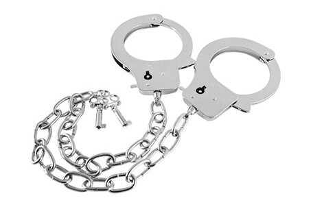 Guilty Pleasure Metal Handcuffs Long Chain Guilty Pleasure Metal Handcuffs Long Chain
