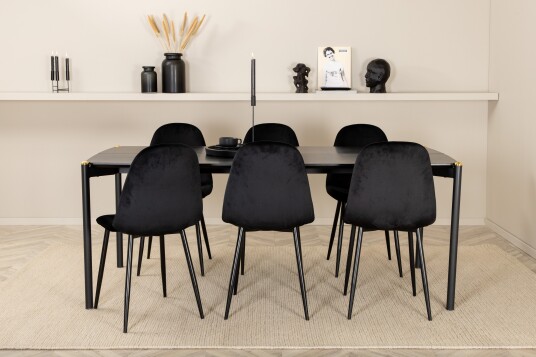 Venture Home Spisegruppe Trym 190 cm inkl. 6 Tommy Stoler Svart