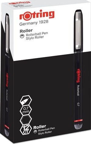 Rotring rOtring Rollerball Pen Fine Point .7 mm for Clear Writing Svart Ink 12 Count Rotring rOtring Rollerball Pen Fine Point .7 mm for Clear Writing Svart Ink 12 Count